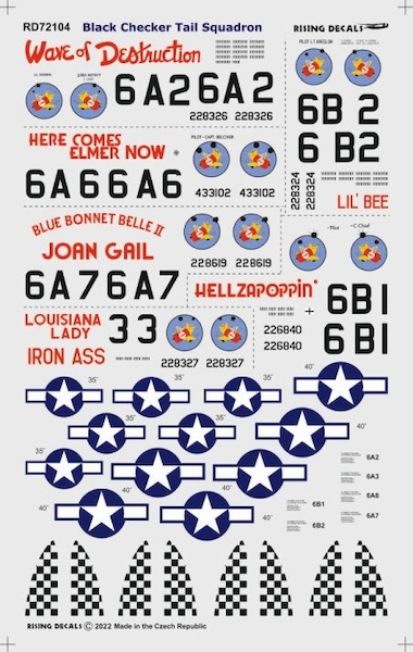 Black Checker Tail Squadron, P47D Thunderbolts of the 346FS, 350FG, 12AF Italy (6 camo schemes) rd72-104