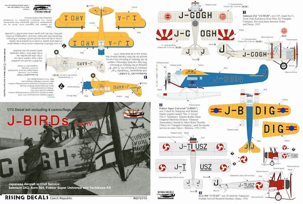 J-BIRDs Pt.4 (4x camo scheme for Salmson 2A2, Fokker Super Universal, Avro 504, Tachikawa KS) rd72-115