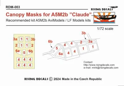 Mitsubishi A5M2b Claude canopy MASK, (AVI/LF)  RDM-003
