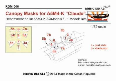 J1N "Irving" canopy MASK, (Fujimi, Hobby 2000) RDM-005