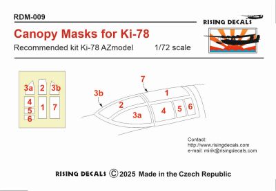 Ki-78 canopy MASK, for AZ  RDM-009
