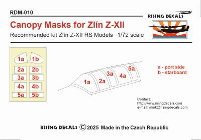 Zlin Z-XII canopy MASK, for RS Models  RDM-010