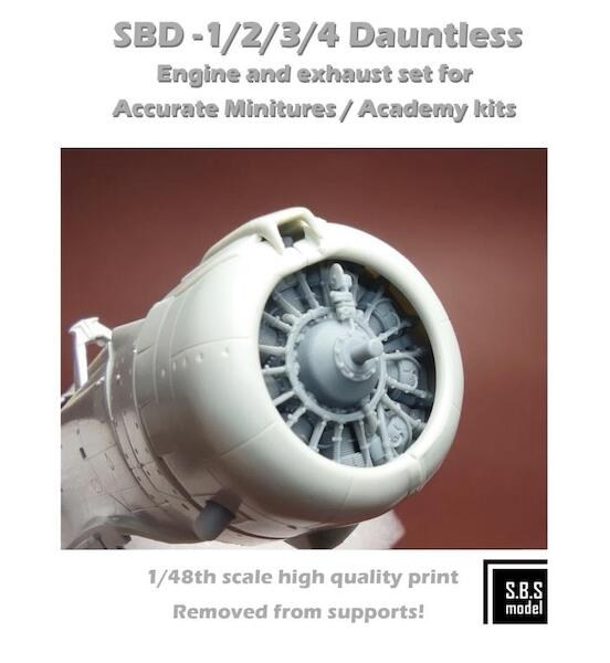 SBD-1/2/3/4 Dauntless engine & exhaust set (Accurate Miniatures, Revell, Academy) SBS48086