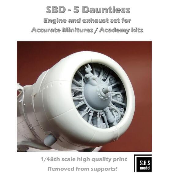 SBD-5 Dauntless engine & exhaust set (Accurate Miniatures, Academy) SBS48087