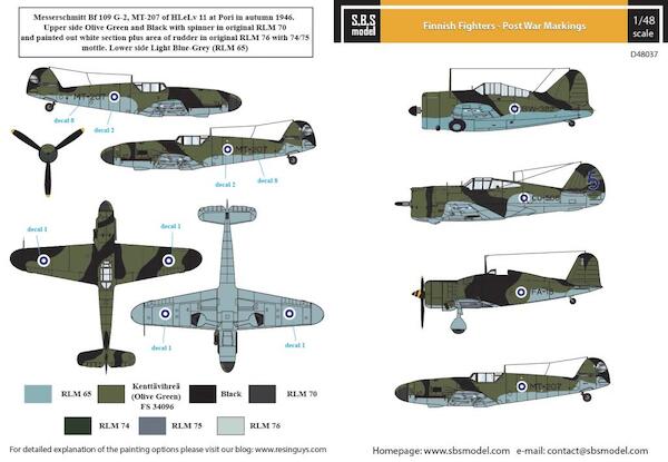 Finnish Fighters Post War markings (Buffalo, Hawk, G50, BF109G)  SBSD48037
