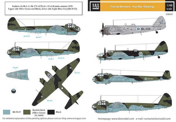 Finnish Bombers - Post War Markings  (Ju-88, Do-17, Blenheim Mk.I/IV)  SBSD48041