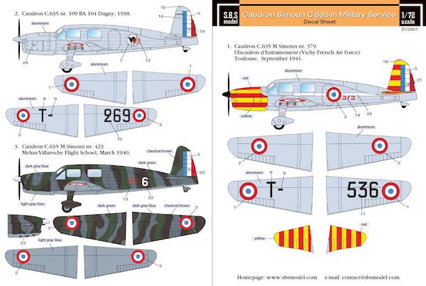 Caudron C635 Simoun in Military service (3 versions)  SBSD72001