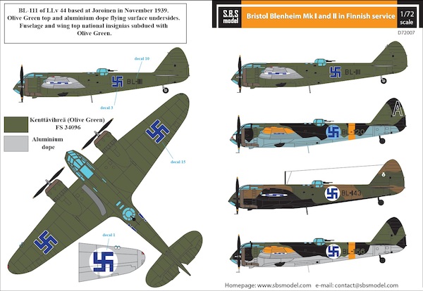 Bristol Blenheim Mk.I - Mk.II Finnish Air Force WW II SBSD72007