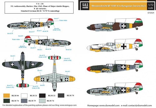 Messerschmitt Bf109F-4 in Hungarian Service Vol.I SBSD72024