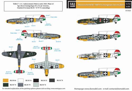 Messerschmitt Bf109F-4 in Hungarian Service Vol.II SBSD72025