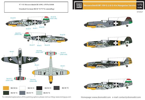 Messerschmitt Bf109G-2 & G-4 Hungarian Air Force WW II SBSD72027