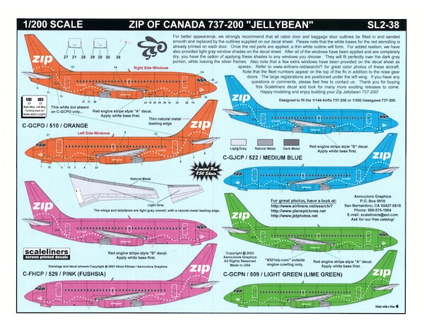 Boeing 737-200 (Zip of Canada "Jellybean")  SL2-38