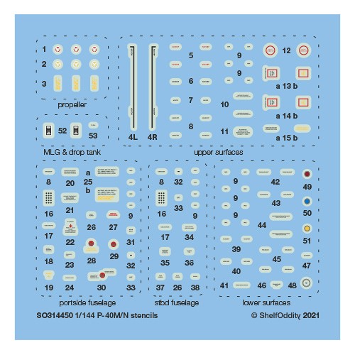 Curtiss P40M/N Warhawk Stencils SO314450