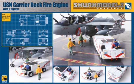 USN Carrier Deck Fire Engine with 3 Figures  48007