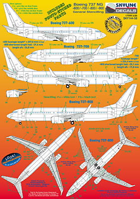 Boeing 737NG family General stenciling SKY144-58