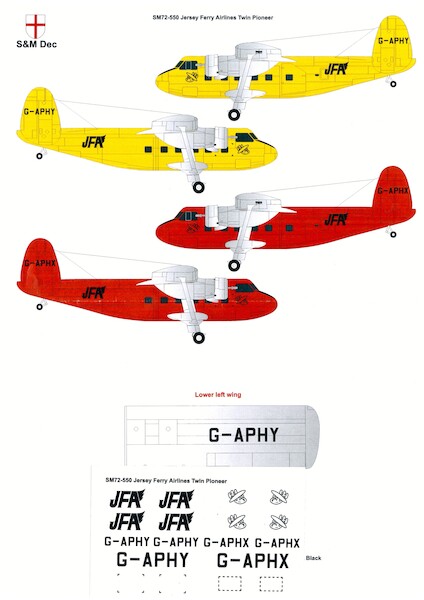 Scottish Aviation Twin Pioneer (Jersey Ferry Airlines, Yellow G-APHY and Red G-APHX) SM72-550
