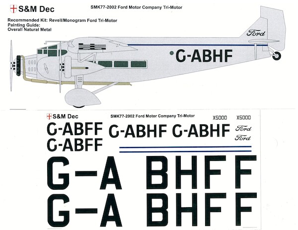 Ford Trimotor (Ford Company - G-ABHF) For Monogram kit! SMK77-2002