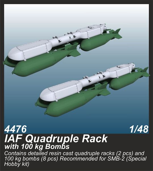 IAF Quadruple Rack with 100 kg Bombs (2 pcs.) / for SMB-2, Sa´ar and Mirage III kits cmka4476