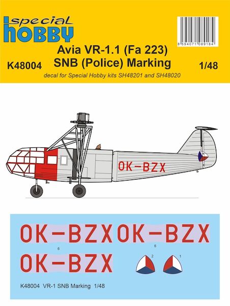 VR-1 Czechosloval Police Air Force - SNB Markings  K48004