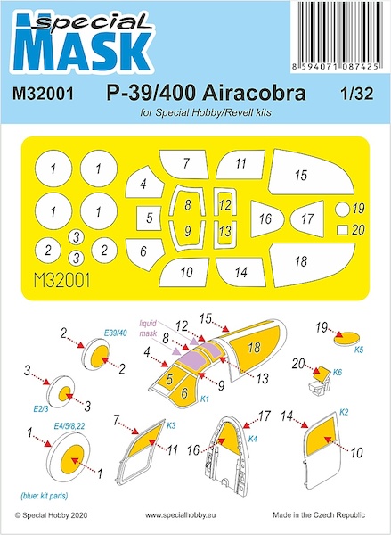 P39/P400 Airacobra Canopy and Wheel Mask (Special Hobby)  M32001