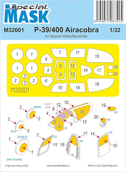 P39/P400 Airacobra Canopy and Wheel Mask (Special Hobby) M32001