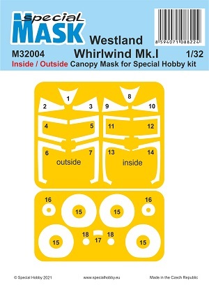 Westland Whirlwind Masking set exterior/Interior (Special Hobby)  m32004