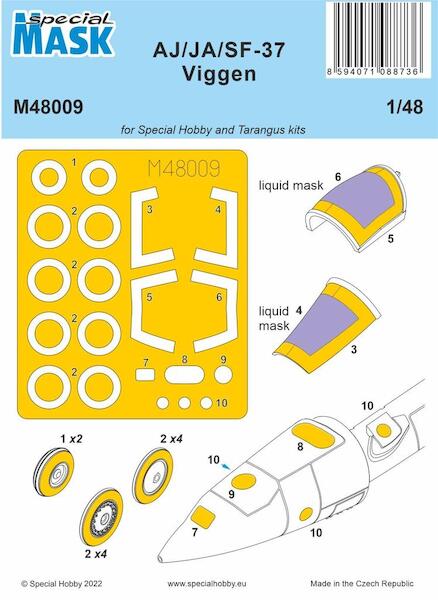 SAAB AJ/JA/SF-37 Viggen Masking set (Special Hobby) M48009