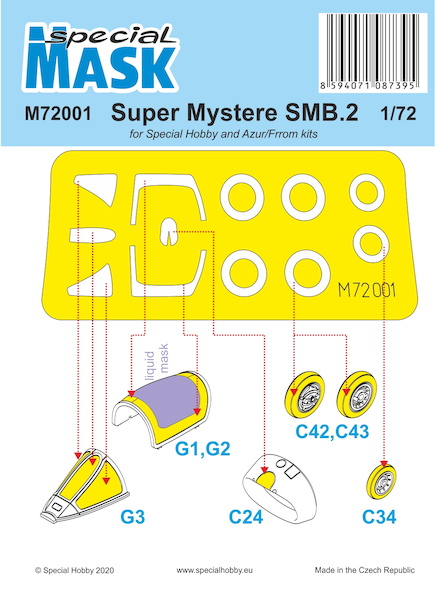 Super Mystere B2 Canopy and Wheel Mask (Special Hobby) M72001