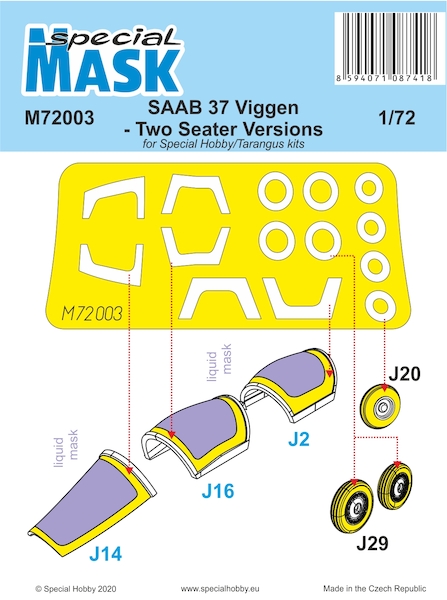 SAAB 37 Viggen Dual seater Canopy and Wheel Mask (Special Hobby) M72003