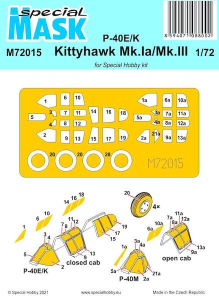Curtiss P40E/K/Kittyhawk Mk.Ia/Mk.III Masking set (Special Hobby) m72015