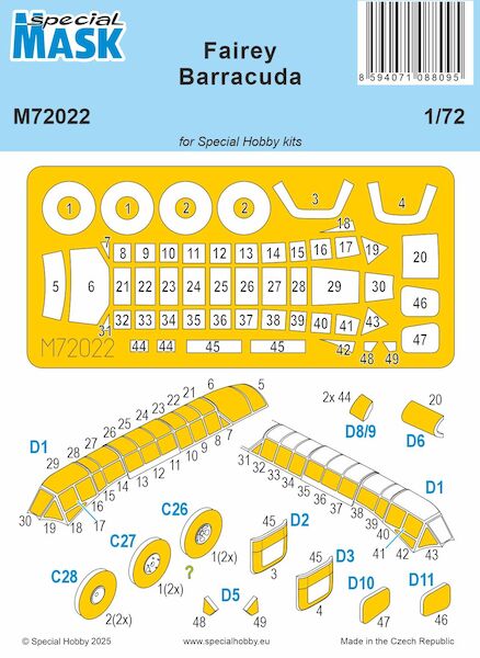 Fairey Barracuda canopy and Wheel Mask (Special Hobby)  m72022