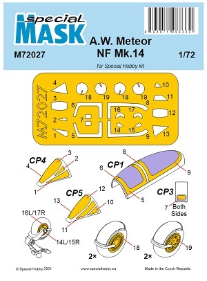 A.W. Meteor NF Mk14 canopy Mask (Special Hobby) m72027