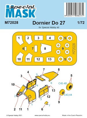 Dornier Do27 canopy and wheel Mask (Special Hobby)  m72028