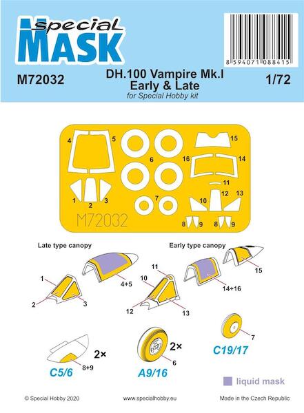 DH100 Vampire MKI Early and Late Canopy Mask (Special Hobby) m72032