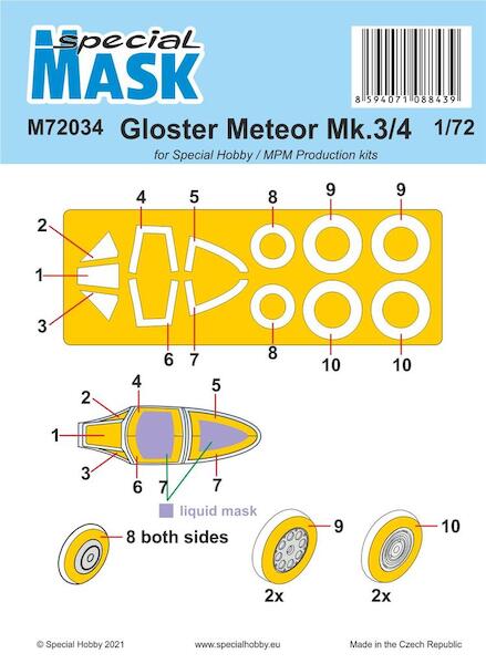 Gloster Meteor MK.3/4 Canopy Mask (Special Hobby / MPM  m72034