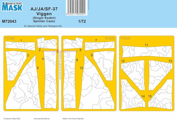 AJ/JA/SF-37 Viggen (Single Seater) Splinter Camo MASK (Special Hobby)  M72043