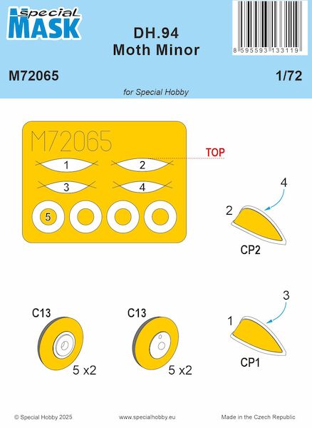 De Havilland Dh94 Moth Minor canopy and wheel Mask (Special Hobby) m72065