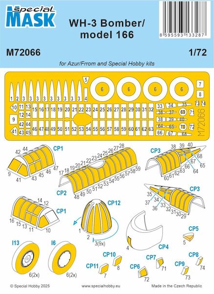 Martin WH-3 Bomber / model 166 glassparts and wheel Mask (Azur Fromm)  m72066