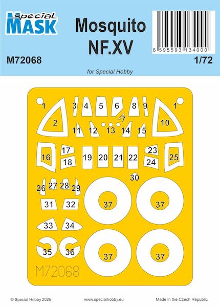 De Havilland Mosquito NF.XV Canopy and wheel Mask (Special Hobby)  m72068
