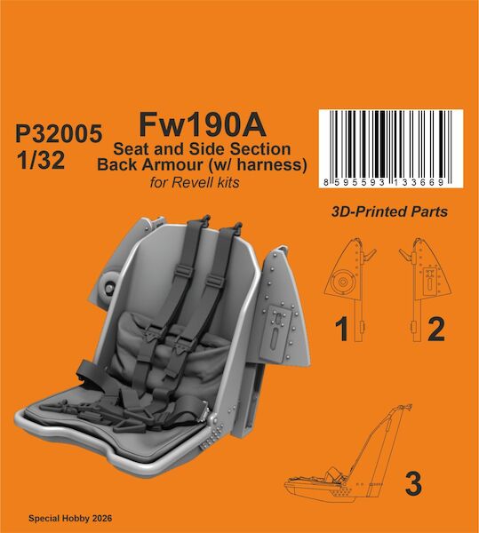 Focke Wulf FW190A Seat and Side Section Back Armour (With Harness) for Revell  P32005