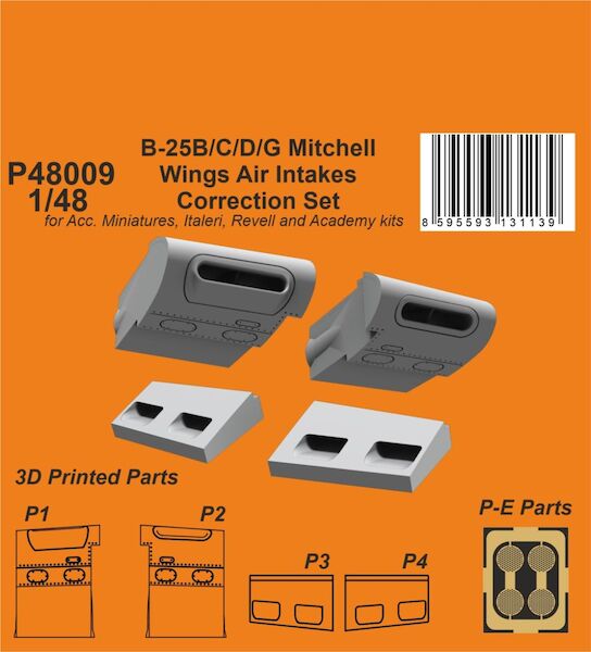 B-25B/C/D/G Mitchell Wings Air Intakes Correction Set (Academy/Accurate/Italeri ) P48009
