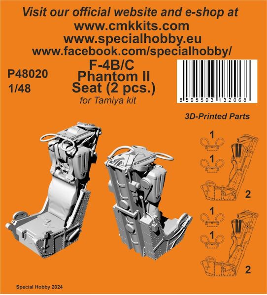 F4B Phantom Seat (2 pcs.)(Tamiya) P48020