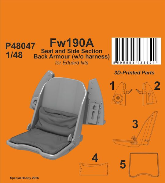 Focke Wulf FW190A Seat and Side Section Back Armour (W/O Harness) for Eduard P48047