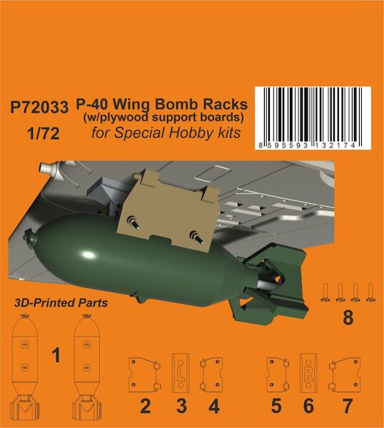 P40 Wing Bombracks with plywood support boards (Special Hobby)  P72033