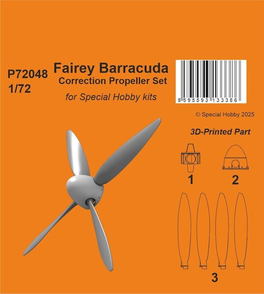 Fairey Barracuda Correction Propeller Set  (Special Hobby)  P72048