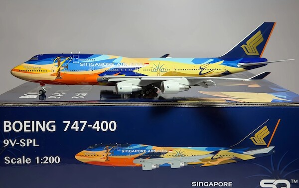 Boeing 747-400 Singapore Airlines "Tropical" 9V-SPL Flaps Down  L2002FD