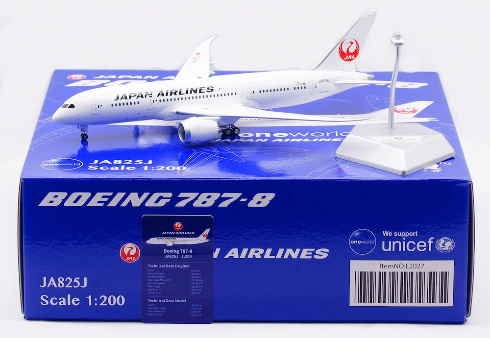 SQ Wings 1:200 JAL日本航空 B787-8 JA825J SQ Wings 1:200 Japan Airlines JAL Boeing 787-8 Diecast
