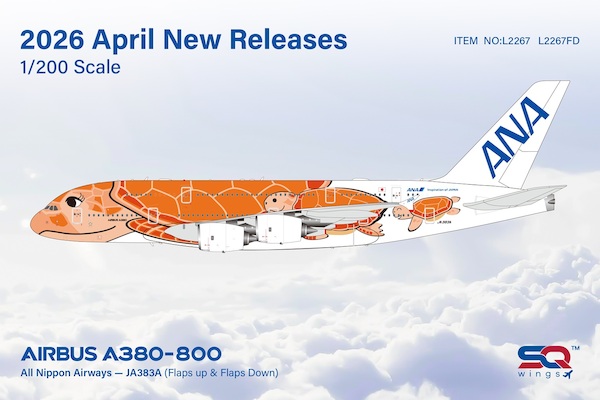 Airbus A380-800 ANA, All Nippon Airways "Flying Honu- Ka La" Livery" JA383A Flaps Down  L2267FD