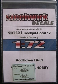 Decal Koolhoven FK-51 Cockpit sd7221