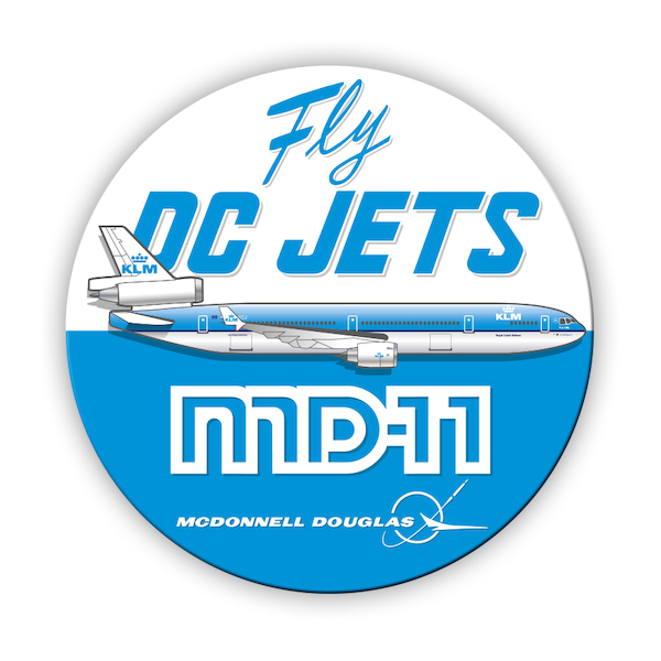 Fly DC Jets, MD-11 KLM sticker blue / chroom MD11